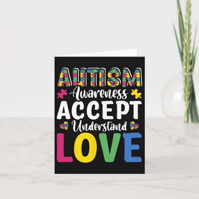 Cartão Quebra-cabeça Autismo Accept Entender Dis de Amor (Frente)