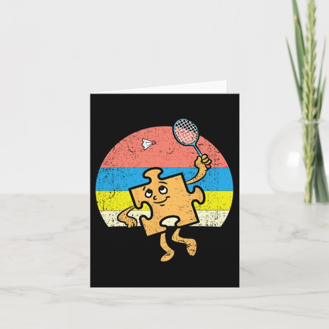 Cartão Quebra-cabeça Badminton Player Autismo Sensibiliza (Frente)