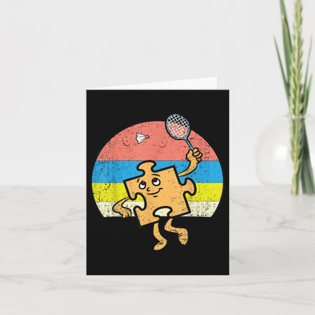 Cartão Quebra-cabeça Badminton Player Autismo Sensibiliza (Frente)
