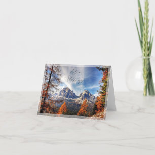 Cartão Queda de árvores e montanha com texto personalizad