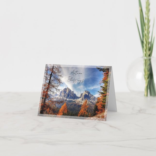 Cartão Queda de árvores e montanha com texto personalizad (Frente)