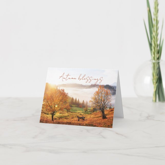 Cartão Queda de árvores no campo com texto personalizado (Frente)