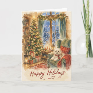 Cartão Queda de Neve & Luzes de Natal Quarto Aconchegante