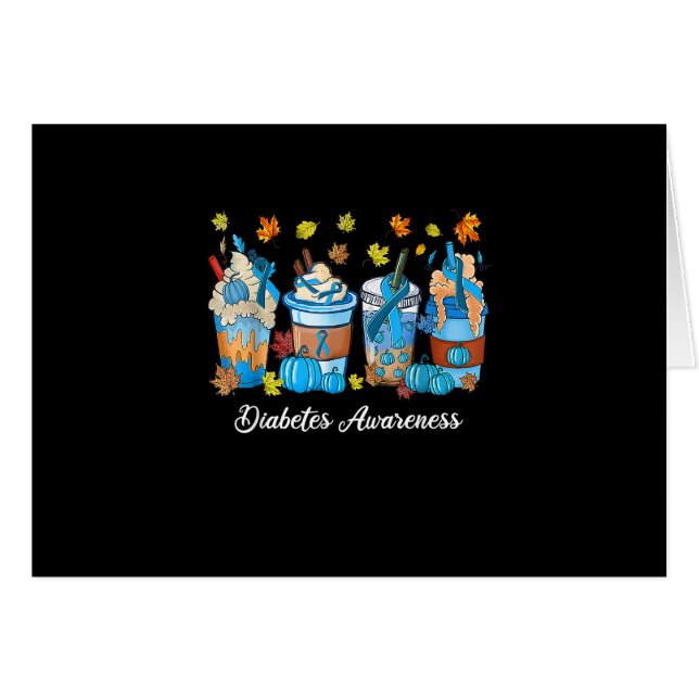Cartão Queda Engraçada Café Latte Diabetes Consciência Mê (Frente horizontal)