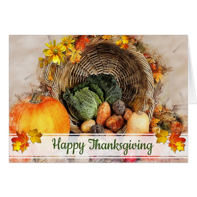 Cartão Queda Produz Ação de Graças (Frente Horizontal)