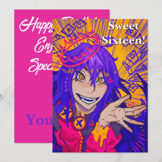 Cartão Queen anime sweet sixteen happy birthday