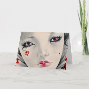 Cartão Queen jester heart face Card