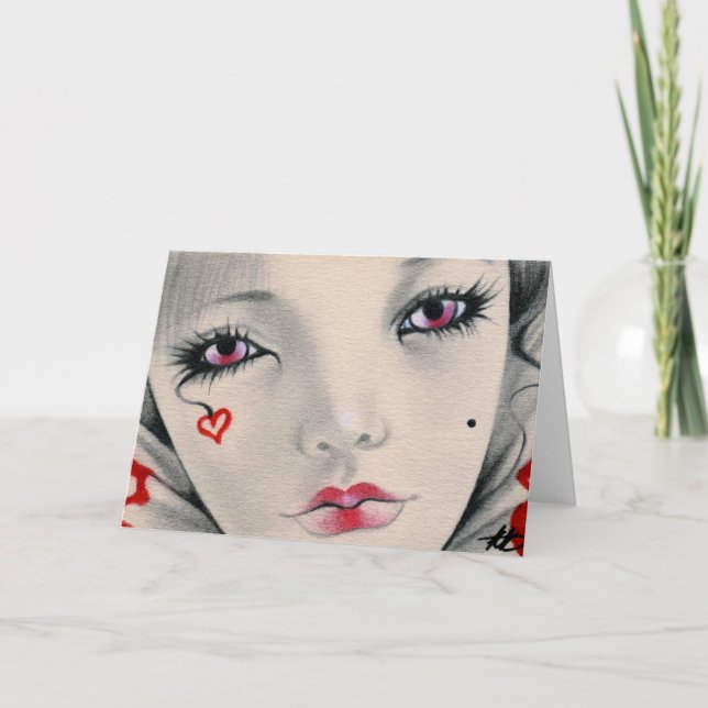 Cartão Queen jester heart face Card (Frente)