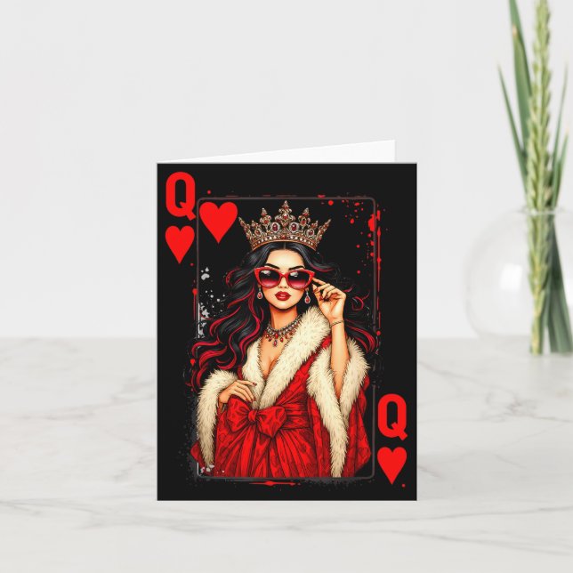 Cartão Queen Of Heart Playing Card Love Valentine Outfit  (Frente)