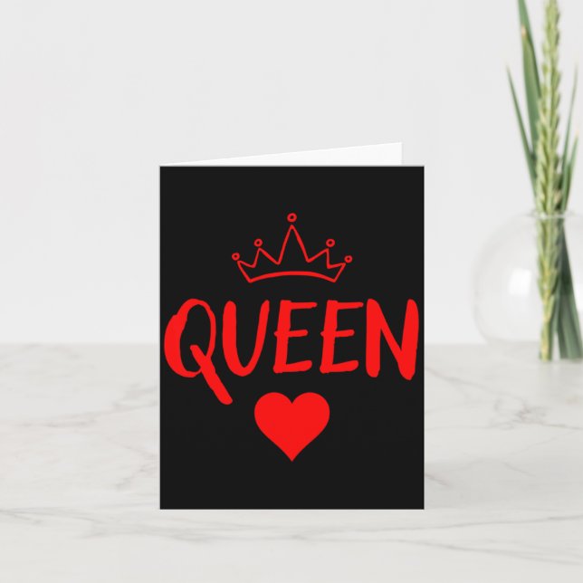 Cartão Queen Of Hearts Matching Couple Saint Valentines _ (Frente)