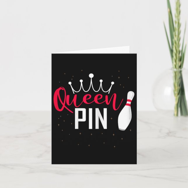 Cartão Queen Pin Shirt Bowler Boliche League For Boliche (Frente)