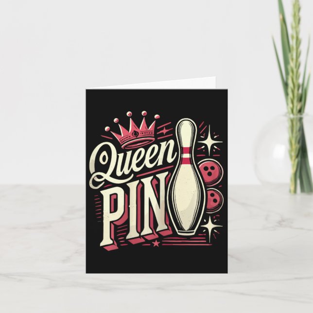 Cartão Queen Pin Shirt Bowler Boliche League For Boliche (Frente)