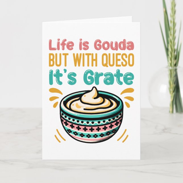 Cartão Queijo Engraçado Gouda Queso Piada de Comida  (Frente)