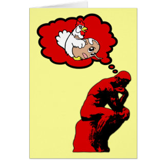 Cartão Quem veio primeiramente a galinha ou o ovo