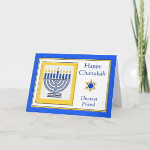 Cartão Queridíssimo Amigo Chanukah Menorá Contemporâneo