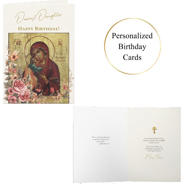 Cartão Querido Filha Ortodoxa Aniversário Cristão (Criador carregado)