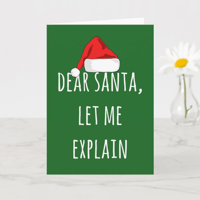 Cartão Querido Papai Noel Deixe-me explicar Natal engraça (Planta pequena)