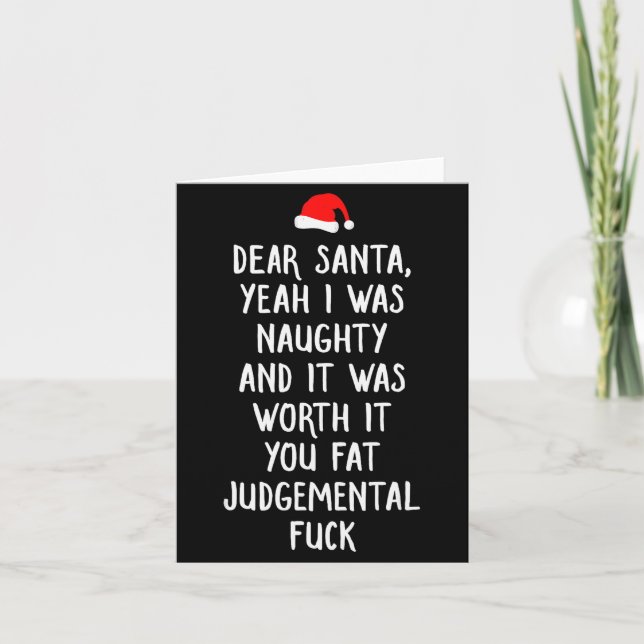 Cartão Querido Papai Noel Engraçado Inapropriado Natal  (Frente)