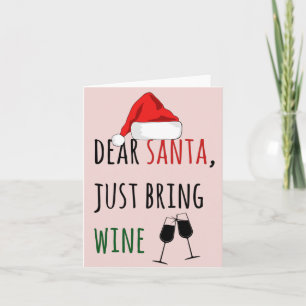 Cartão Querido Papai Noel Traga Apenas Vinho Natal Divert