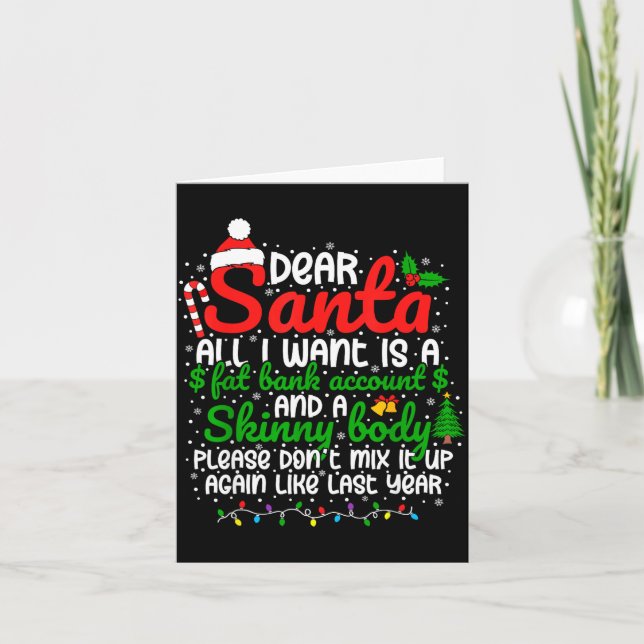 Cartão Querido Papai Noel Tudo o que Quero É Uma Conta Ba (Frente)