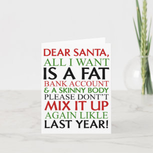 Cartão Querido Papai Noel Tudo Que Eu Quero É Uma Conta N
