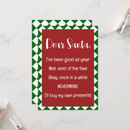 Cartão Querido Papai Noel, vou comprar minhas próprias co