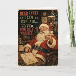 Cartão Querido Papai Noel Whiskey Natal Divertido