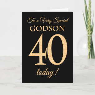 Cartão Quic 40º efeito Dourado em Black, Godson Birthday