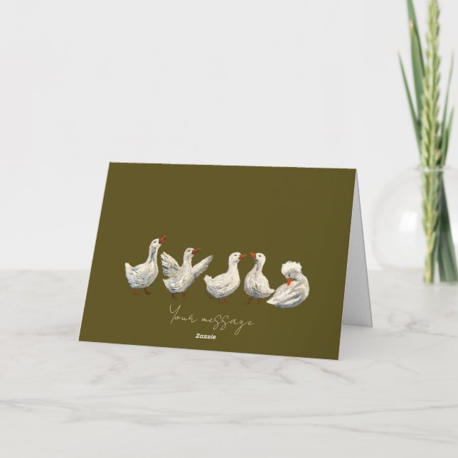 Cartão Quiet Quack: White Duck Starry Night Goose (Verso)