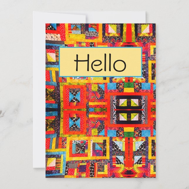 Cartão Quilt Improv Modern Bold Abstrato (Frente)