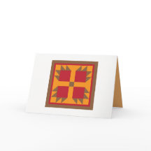 Quilt Note Cards - Bear Paw (red/gold)