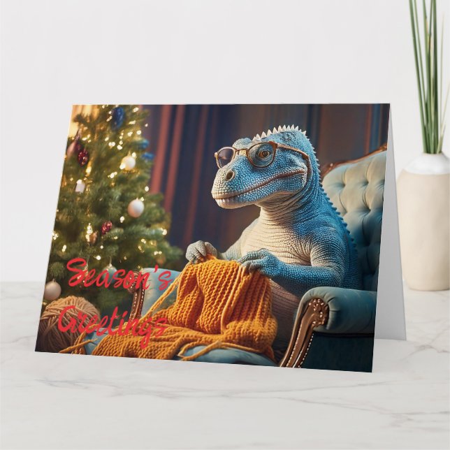 Cartão Quintal de dinossauro Feliz Natal (Frente)