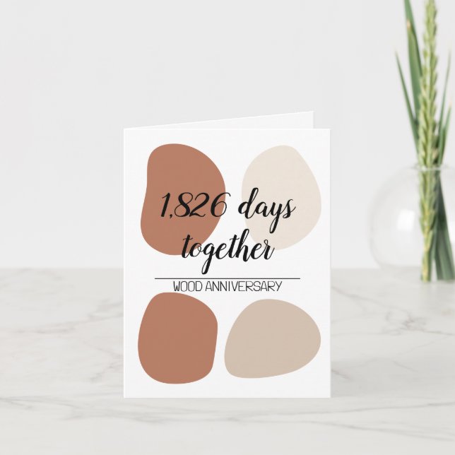 Cartão Quinto aniversário de casamento da 5 moderna (Frente)