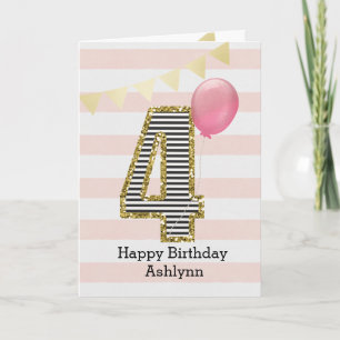 Cartão Quinto e Dourado Aniversário da Glitter