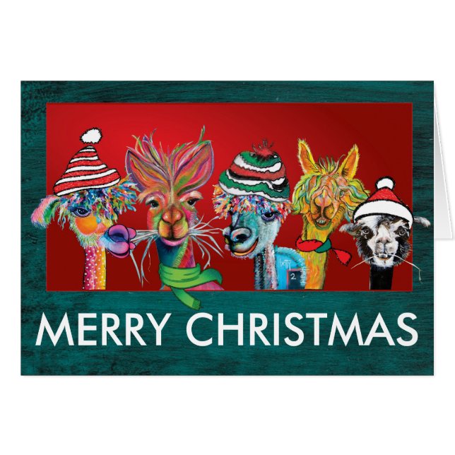 Cartão Quirky Alpacas Merry Christmas card 19-2 (Frente Horizontal)