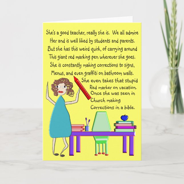 Cartão Quirky and Fun Teacher Cards (Frente)