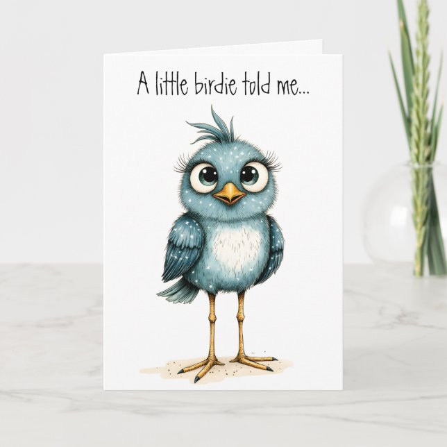 Cartão Quirky Blue Bird Cute Happy Birthday Greeting (Frente)