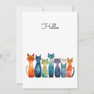 Cartão Quirky Cats Hello PERSamizable Flat