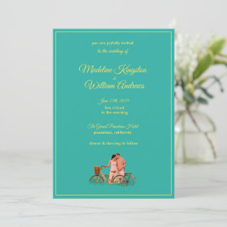 Cartão Quirky Kitschy Retro Photo Wedding Invitation