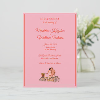 Cartão Quirky Kitschy Retro Photo Wedding Invitation