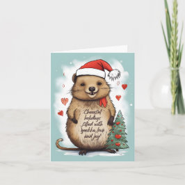 Cartão Quokka Love and Joy para o Natal -