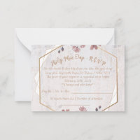 Cartão R.S.V.P. de casamento floral cor-de-rosa