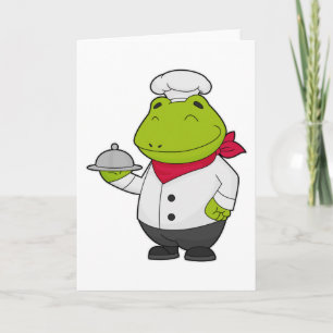 Cartão Rã como cozinheiro com prato