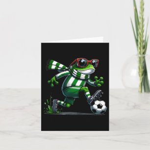 Cartão Rã engraçada de futebol gráfico de animal Rã jogan