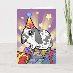 Cartão Rabbit de aniversário (cabelo liso de ouvido disqu