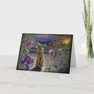 Cartão Rabbit Dreams Fantasy Flowers Bunny Greeting Card