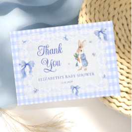 Cartão Rabbit Gingham Bunny Baby Shower Thank You  Card