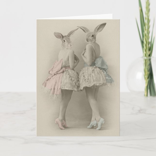 Cartão Rabbit girls greeting card (Frente)