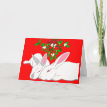 Rabbit Mistletoon Bunny Love Holiday Card