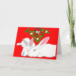 Cartão Rabbit Mistletoon Bunny Love Holiday Card